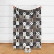 Baby bear patchwork - woodland wholecloth - brown/grey plaid - (90) LAD19