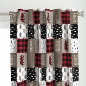 Baby bear patchwork - woodland wholecloth - brown/red and black  plaid - (90) LAD19