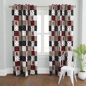 Baby bear patchwork - woodland wholecloth - brown/red and black  plaid - (90) LAD19