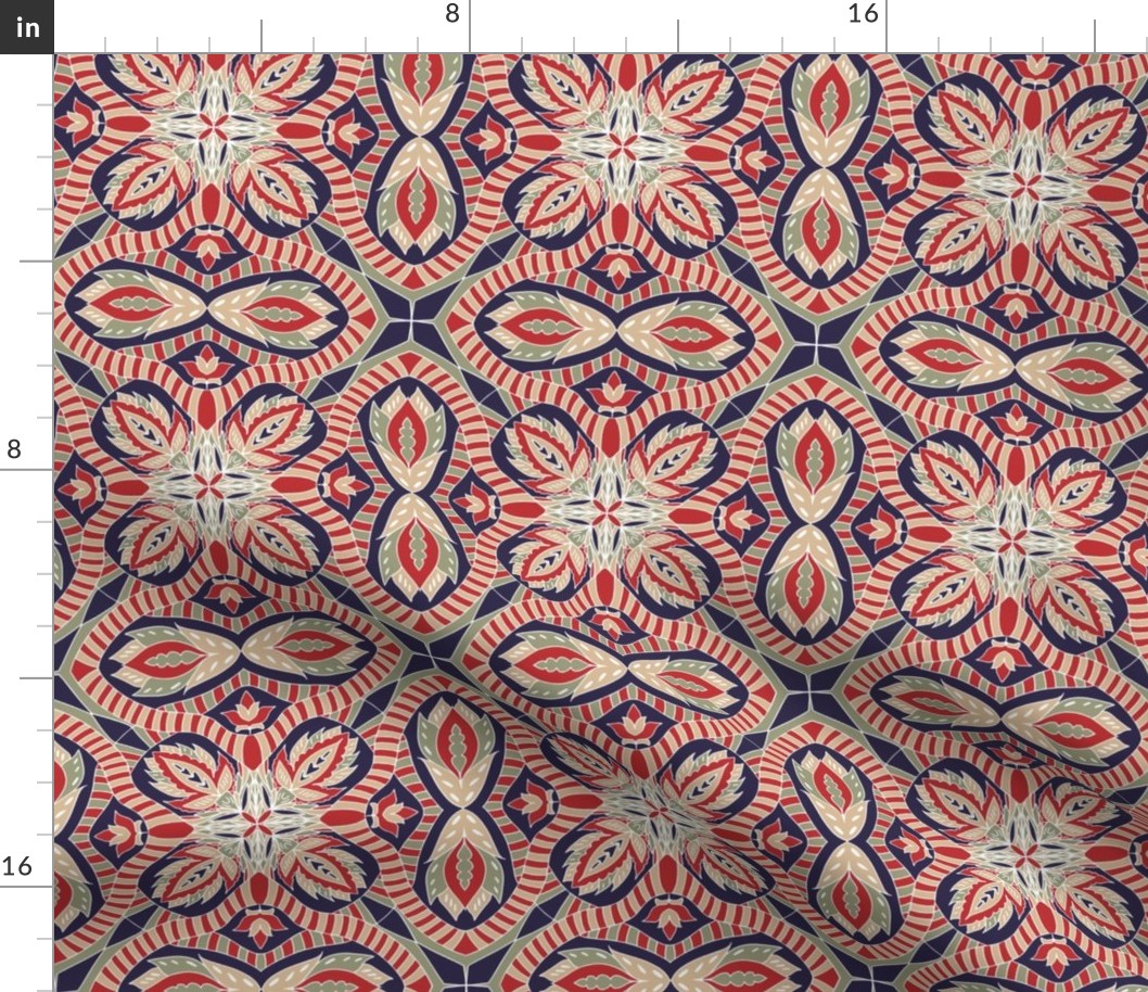 Chintz Dark Red Navy tile