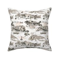 PALM SPRINGS MID-CENTURY TOILE - MUTED WARM SAND, SMALL SCALE