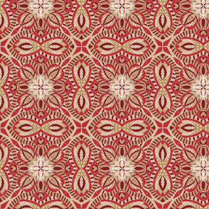 Chintz Red Gold tile