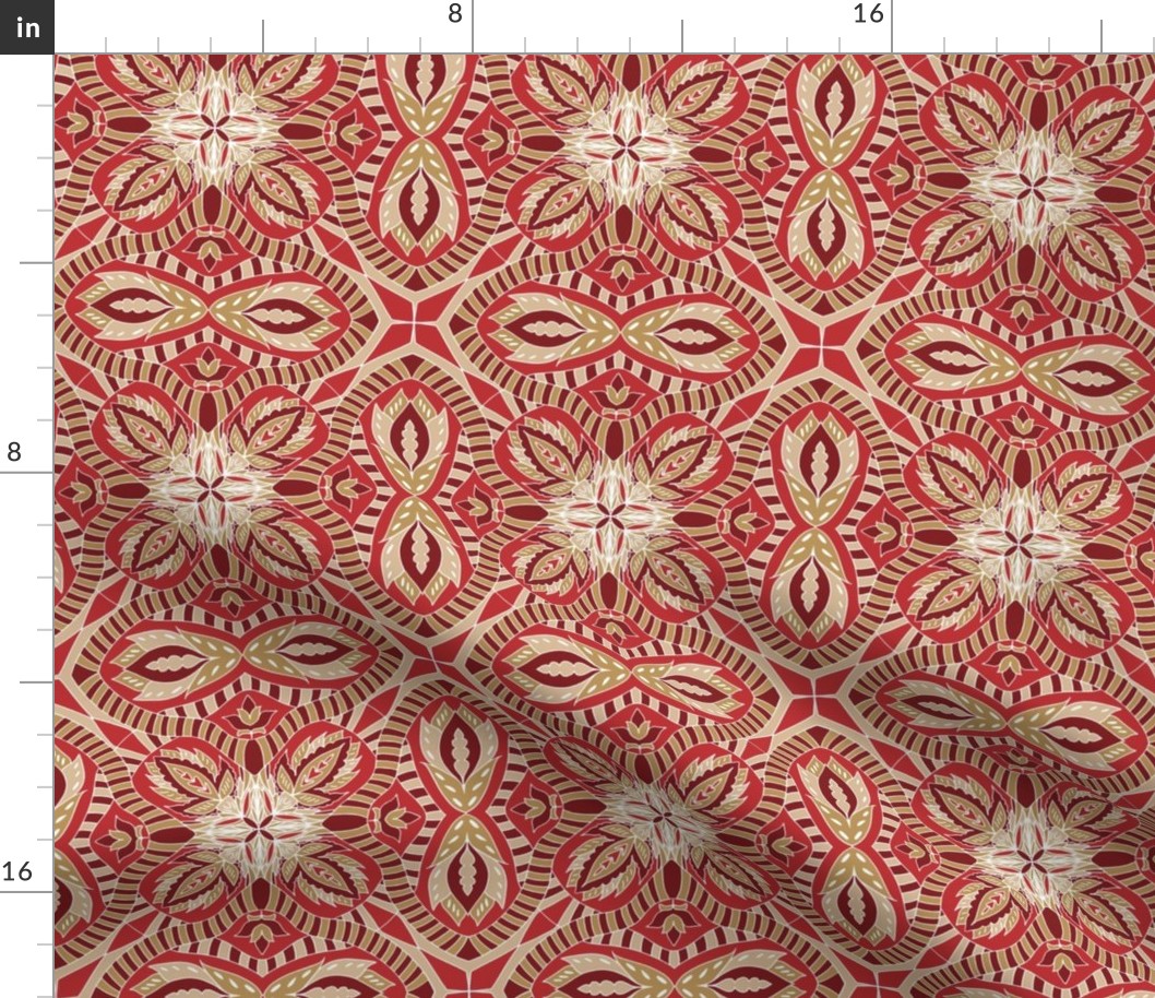 Chintz Red Gold tile