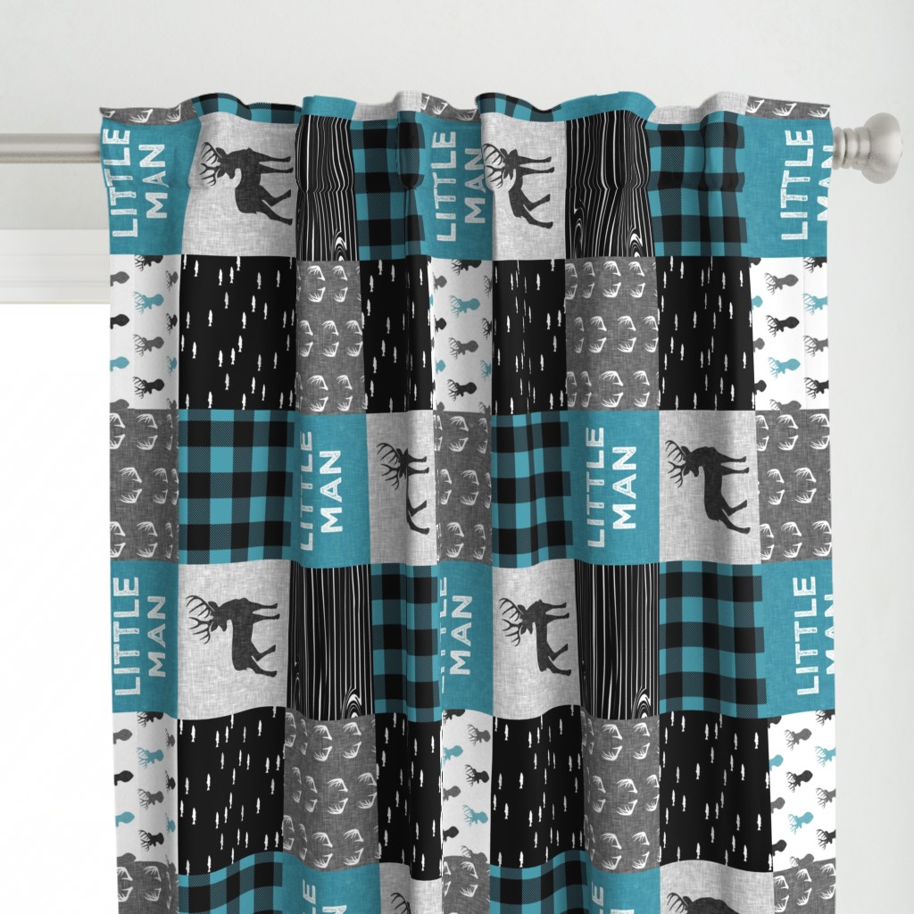 little man - light teal and black (buck) quilt woodland - teal little man -  C18BS (90)