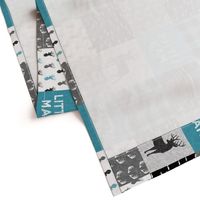 little man - light teal and black (buck) quilt woodland - teal little man -  C18BS (90)