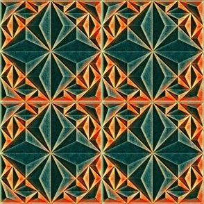 PAINTERLY TILES - ORANGE AND TEAL