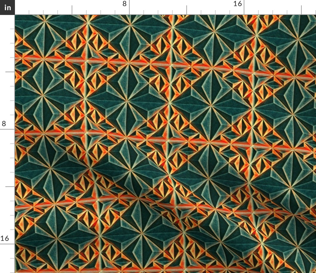 PAINTERLY TILES - ORANGE AND TEAL