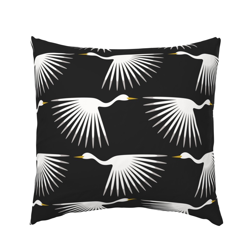 Art Deco Cranes - Custom - Almost Black and Almost White - 12 / 10" wallpaper