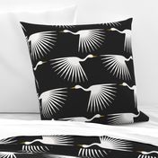 Art Deco Cranes - Custom - Almost Black and Almost White - 12 / 10" wallpaper