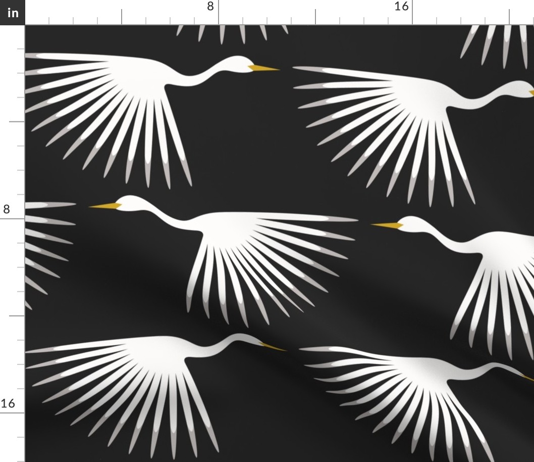 Art Deco Cranes - Custom - Almost Black and Almost White - 12 / 10" wallpaper