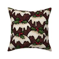 Christmas pudding feast, holiday holly and berries, large
