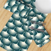 Art Deco Swans - Deep Teal (Cream)