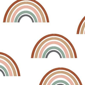 LARGE - rainbow fabric - earth tone fabric, earth palette fabric, trendy earth tones fabric, rainbows fabric, rainbow fabric - girls - white