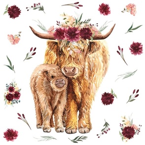  18x18"  highland cow patch