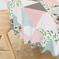 6" blush floral triangle cheater quilt  - rotated