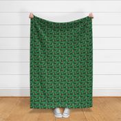 kelpie christmas fabric - dog fabric, australian kelpie fabric, dog breed fabric, dog christmas - green