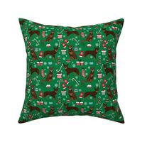 kelpie christmas fabric - dog fabric, australian kelpie fabric, dog breed fabric, dog christmas - green