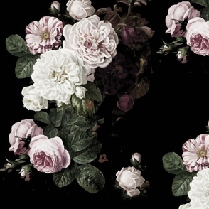 Vintage Roses Medium size dark roses subdued moody floral dark floral roses peonies