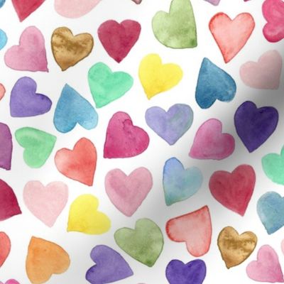 Watercolor Hearts Rainbow