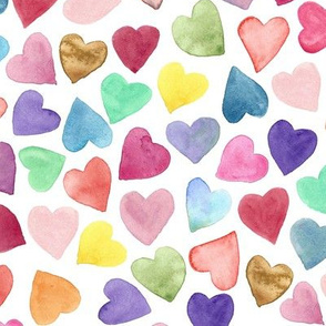 Watercolor Hearts Rainbow