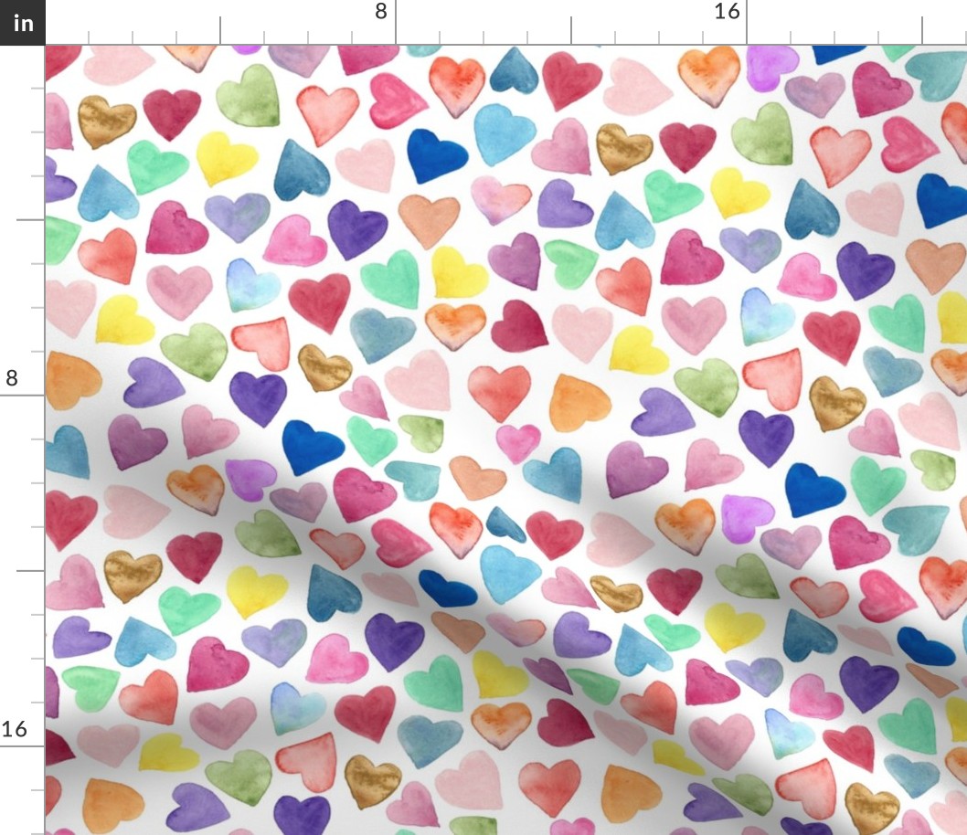 Watercolor Hearts Rainbow