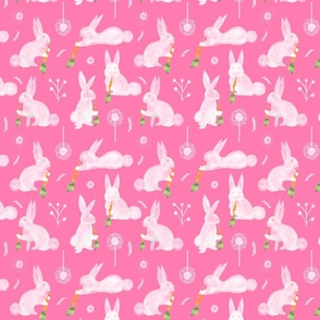 Pink Whimsical Bunnies