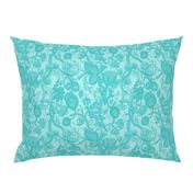 META CHINTZ 50s Retro Turquoise onTurquoise Wash