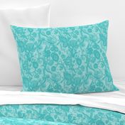 META CHINTZ 50s Retro Turquoise onTurquoise Wash