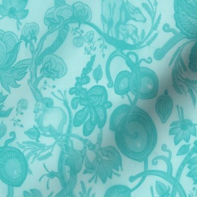 META CHINTZ 50s Retro Turquoise onTurquoise Wash