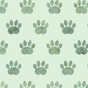 Green watercolor Paw dot pattern