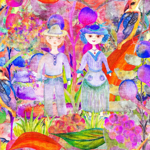 LARGE WHIMSICAL WONDERLAND GARDEN VELVET EFFECT TEXTURE PSMGE