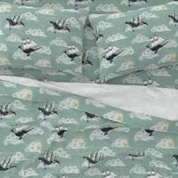 Medium 6 inch whales Whimsical Sky Wonderland, nautical , boats , anchors