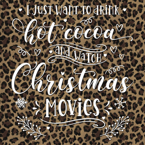 Minky Blanket 54 x 72 inches - Leopard print Cocoa and Christmas Movie 