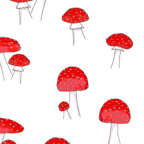 Whimsical toadstools on White Large Scale