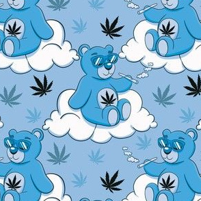 Cute cannabis bear blue