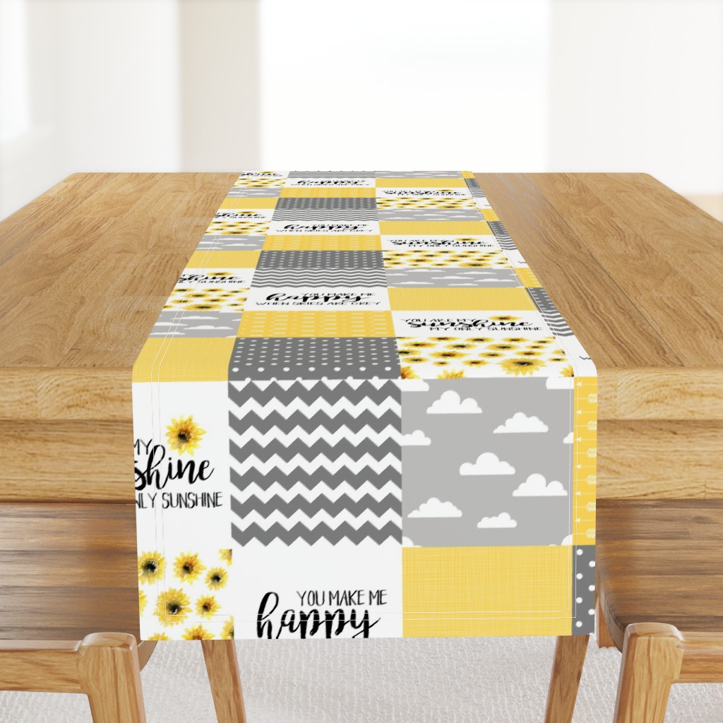 You are my sunshine//Yellow//Sunflowers - Wholecloth Cheater Quilt