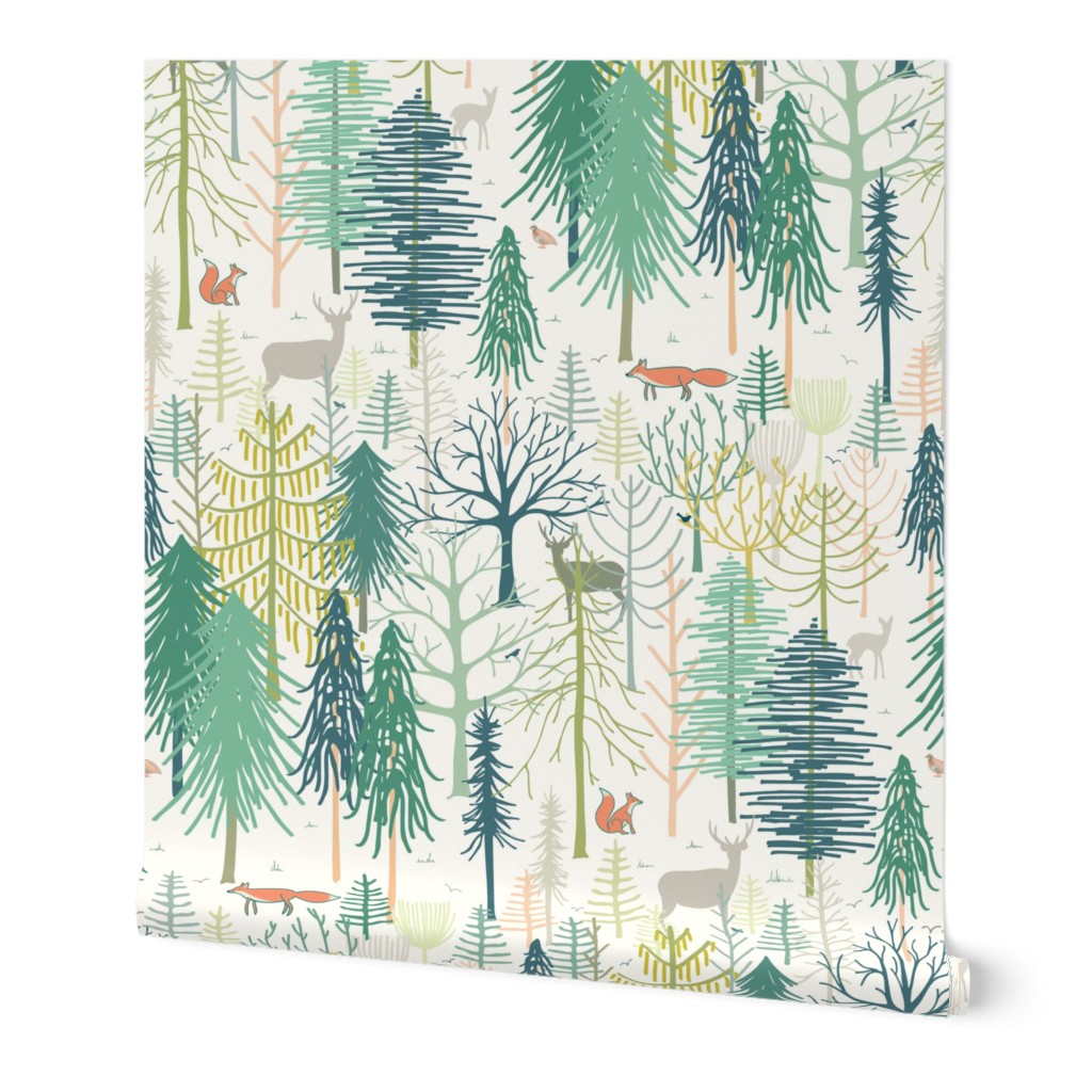 woodland winter wonderland XL wallpaper scale by Pippa Shaw