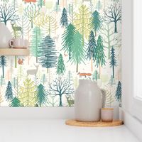 woodland winter wonderland XL wallpaper scale by Pippa Shaw