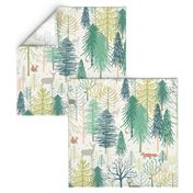 woodland winter wonderland XL wallpaper scale by Pippa Shaw