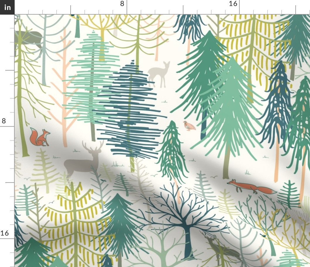 woodland winter wonderland XL wallpaper scale by Pippa Shaw