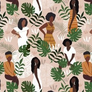 Black women with jungle leaves small scale