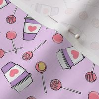 (small scale) Cake Pops & Coffee - pink & pink on purple C19BS