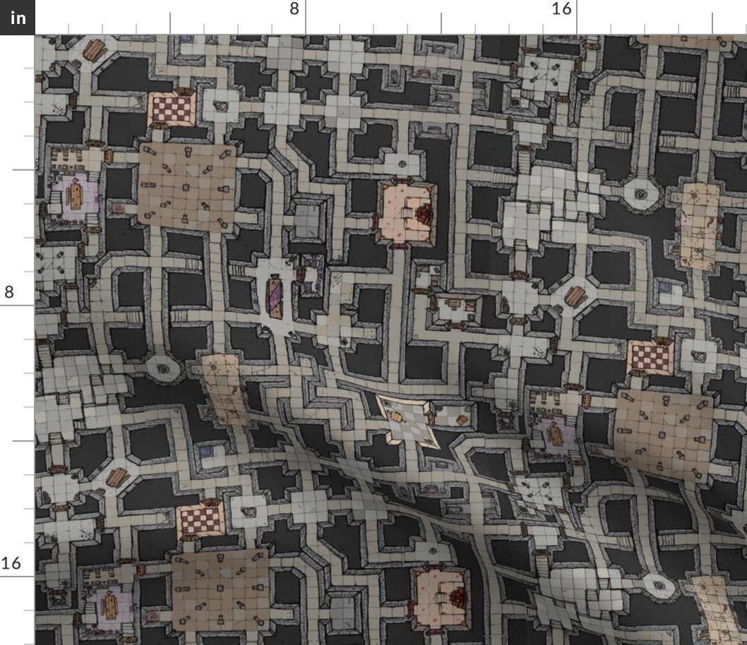  Colour Dungeon Map on Grey