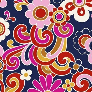 Flower Power / Navy / Large Scale