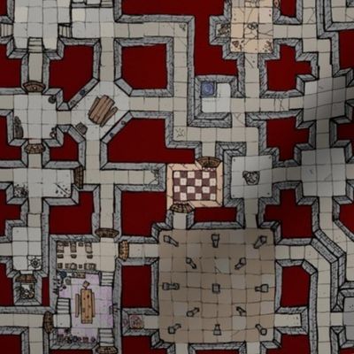 Colour Dungeon Map on dark red