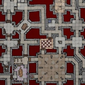 Colour Dungeon Map on dark red