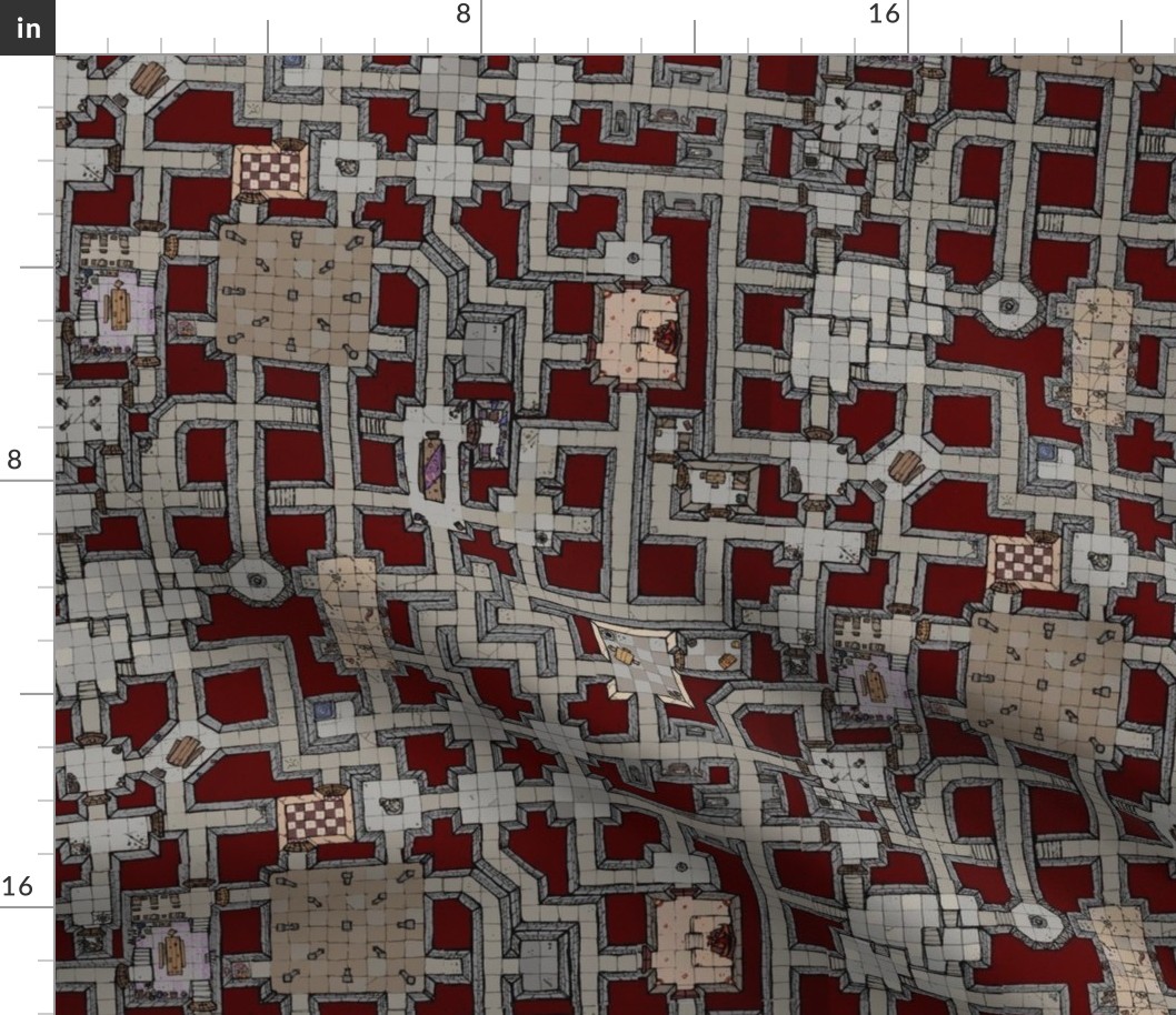 Colour Dungeon Map on dark red