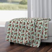 brown poodle christmas fabric - poodle fabric, christmas poodle, christmas dog fabric - mint