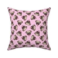 Happy Pugs - pink hearts - cute pug dog breed valentines - LAD19