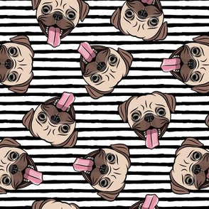 Happy Pugs - black stripes - cute pug dog breed - LAD19